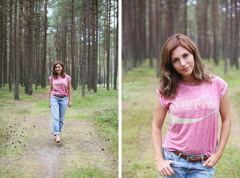 Boyfriend jeans i T-shirt vintage Coca-cola