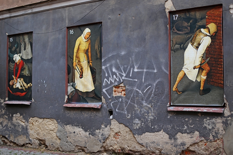 Fragment obrazu Przysłowia Niderlandzkie Bruegel