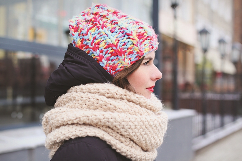 Wełniana czapa i szal - różne kolory