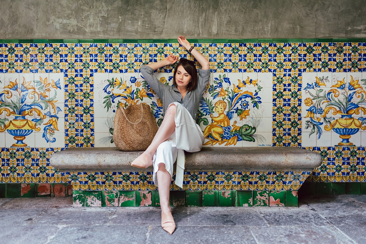 koszula z perełkami mules culotty Barcelona