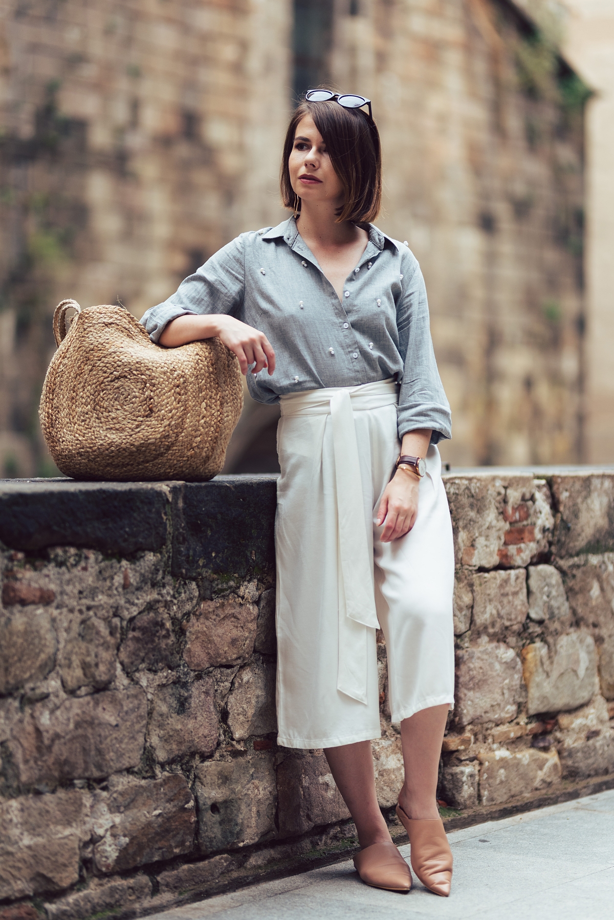 koszula z perelkami mules culotty Barcelona