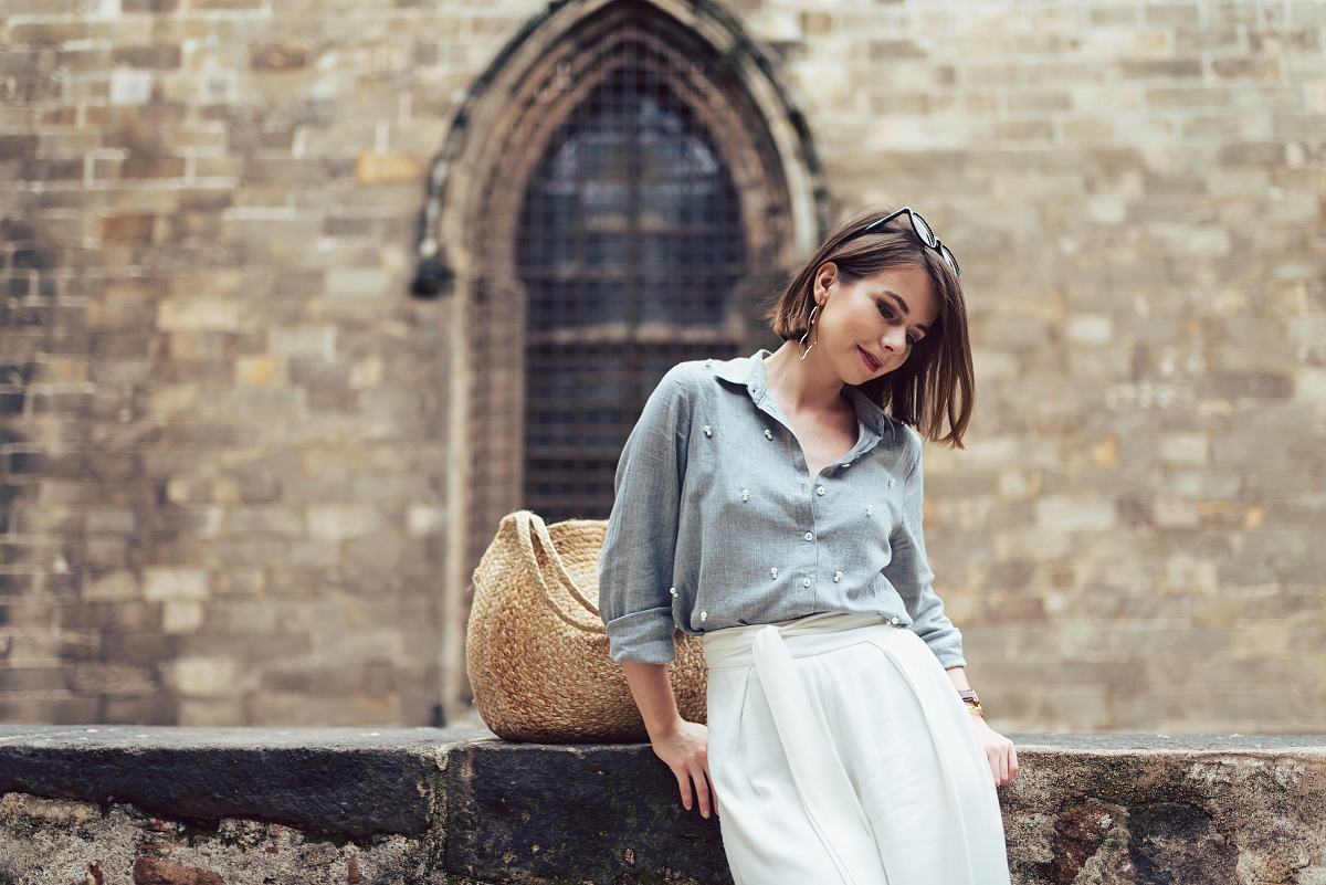 koszula z perelkami mules culotty Barcelona