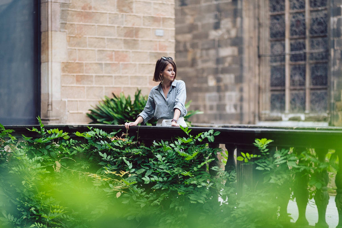 koszula z perełkami mules culotty Barcelona