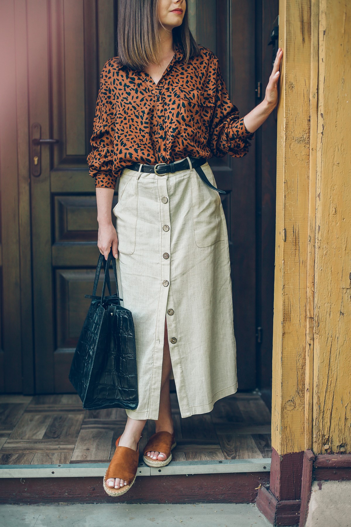 koszula w pantere spodnica lniana answear safari