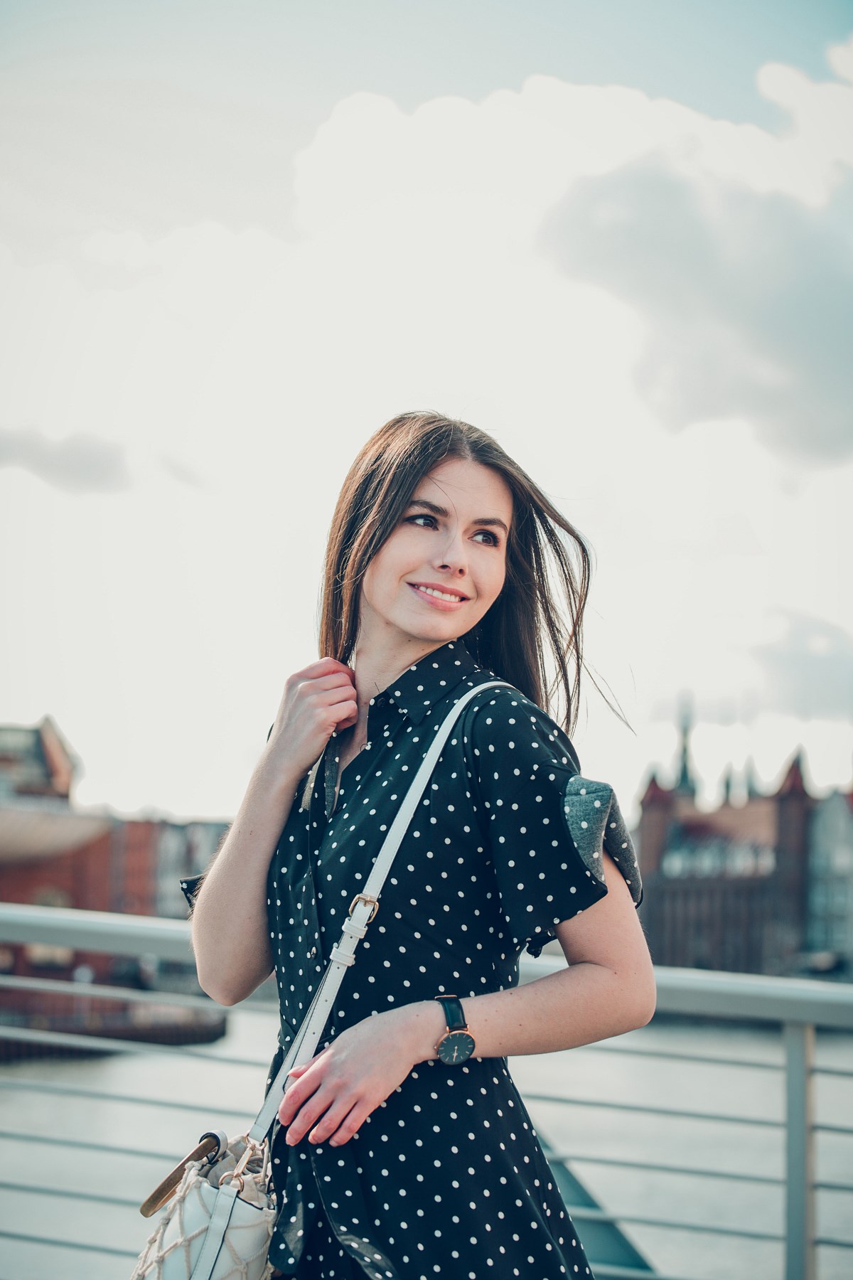 sesja modowa gdańsk retro sukienka maxi w groszki