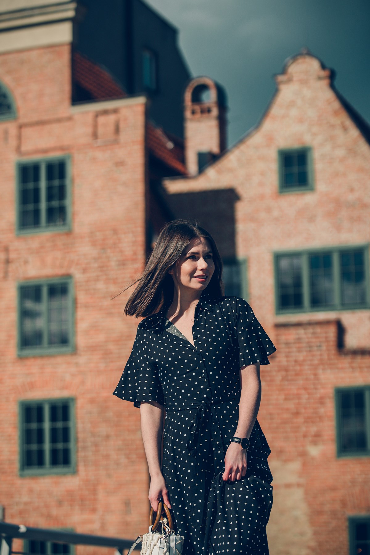 sesja modowa gdańsk retro sukienka maxi w groszki