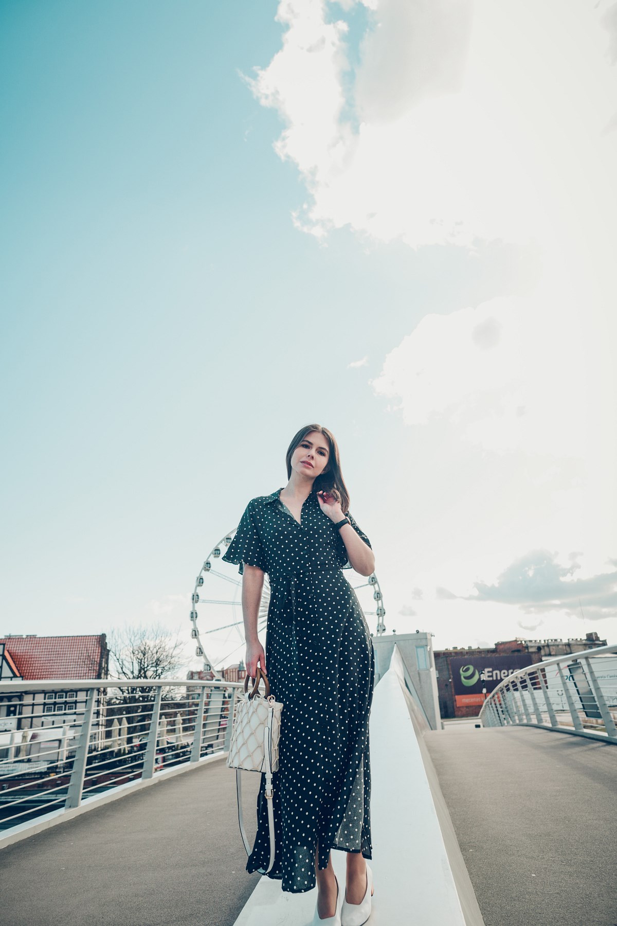 sesja modowa gdańsk retro sukienka maxi w groszki
