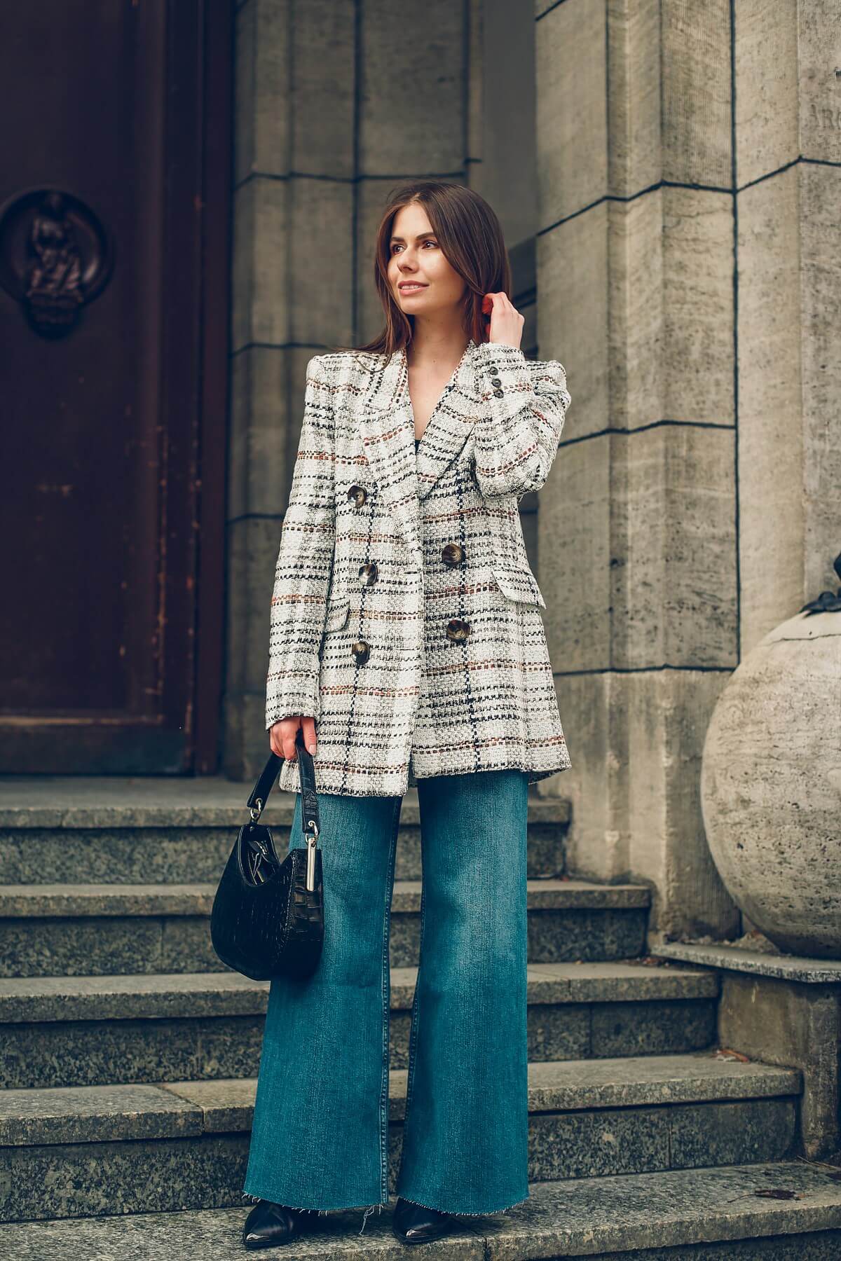 Forum Gdańsk stylizacja dzwony marynarka dwurzędowa