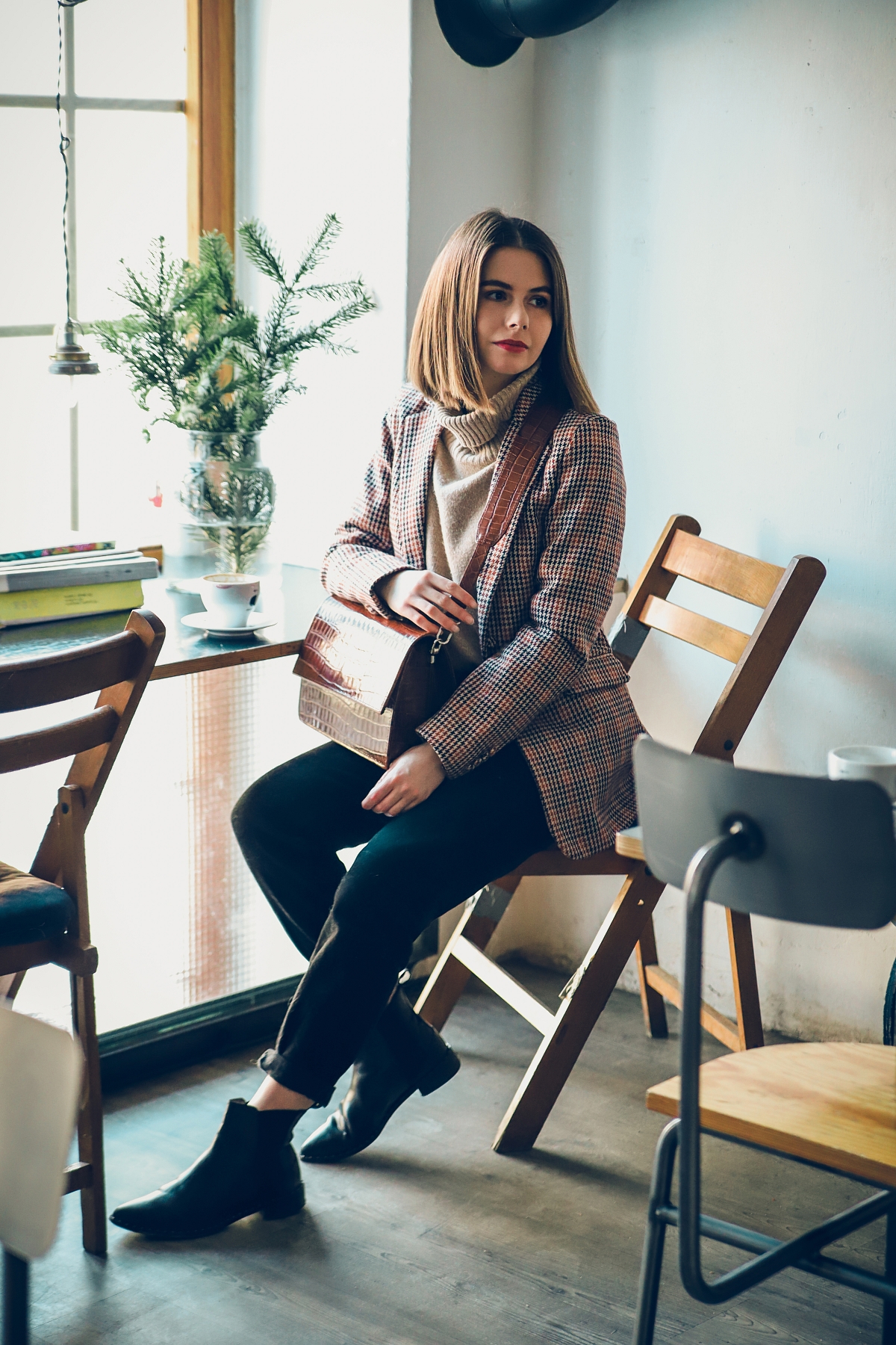 drukarnia golf marynarka w krate skorzana torebka stylizacja (10)